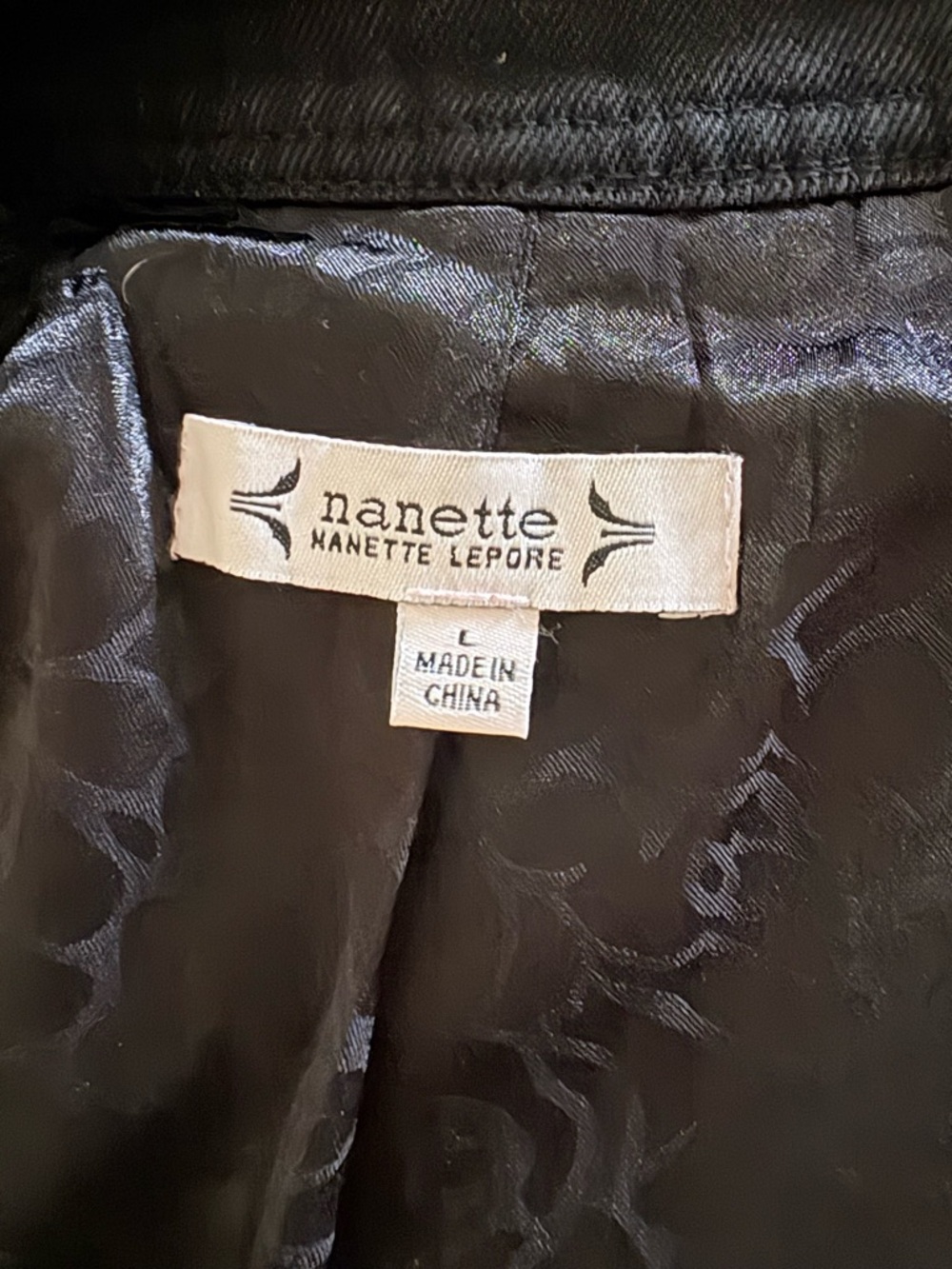Nanette Lepore Black Frayed Sequined Boucle Tweed Blazer with Denim Trim - Picture 7 of 8